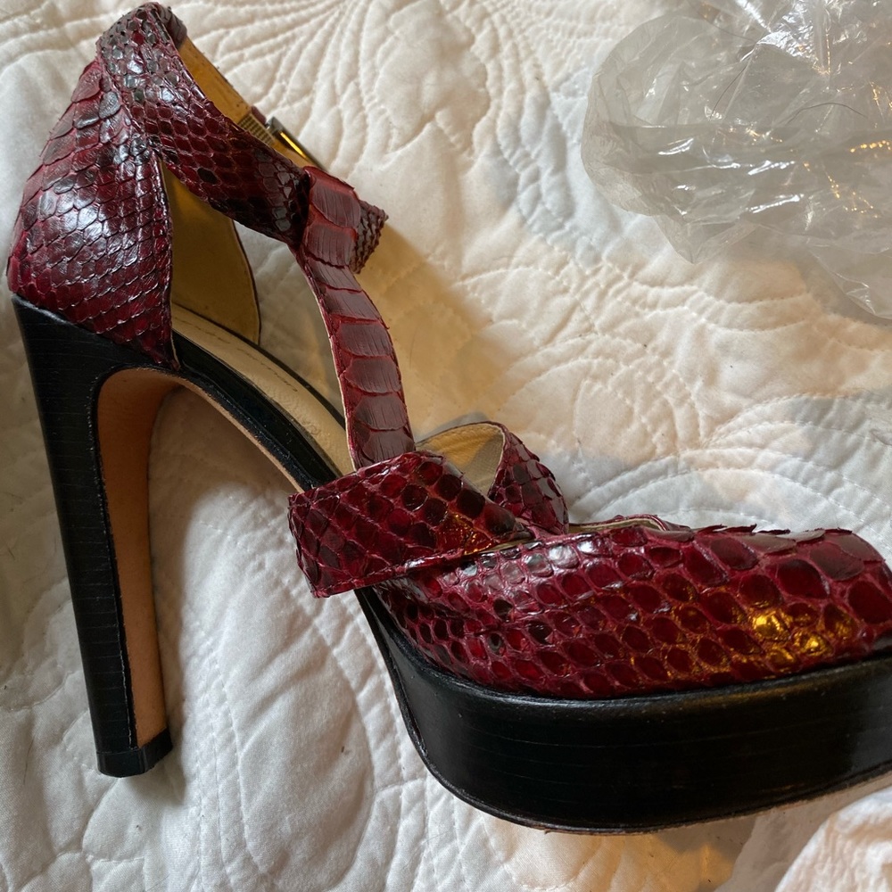 Alexandre Birman Python Red Platform Heels - image 6